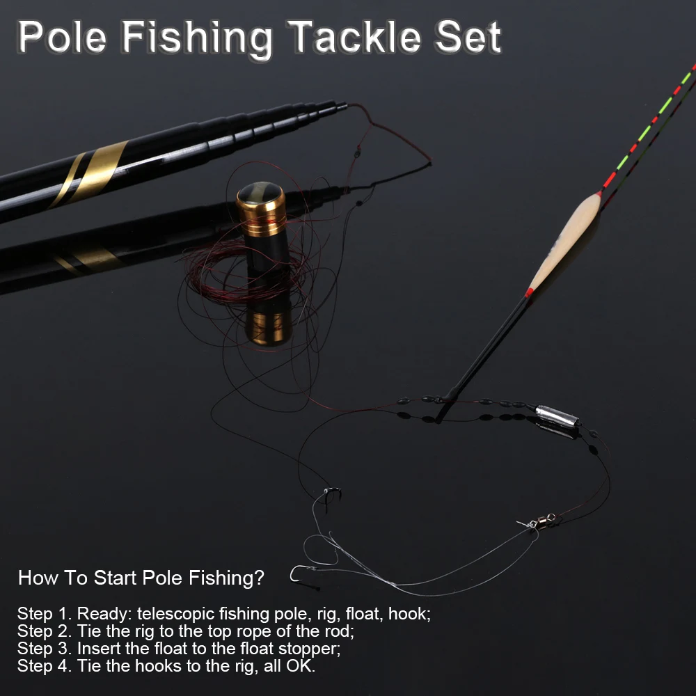 Telescopic Fishing Rod 3.0M-7.2M Carbon Fiber Hand Pole Fishing Float Rig Set
