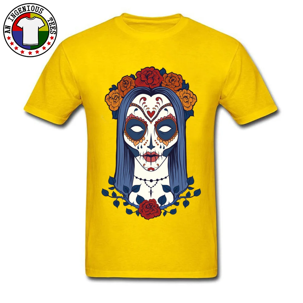 Sugar Skull 41.1 Custom T-Shirt for Boys 100% Cotton Thanksgiving Day Tops Tees Tops Tees Short Sleeve 2018 Round Neck Sugar Skull 41.1 yellow