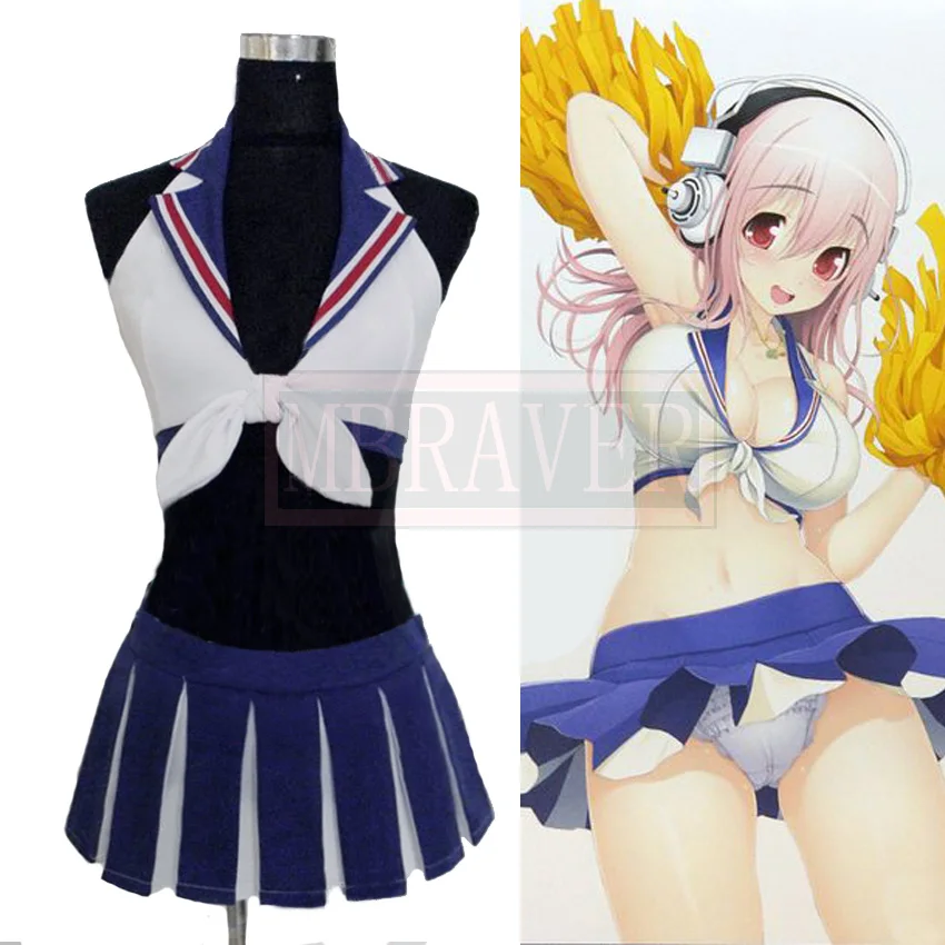 

Super Sonico cheerleader Cosplay Costume Custom Made Free Shipping