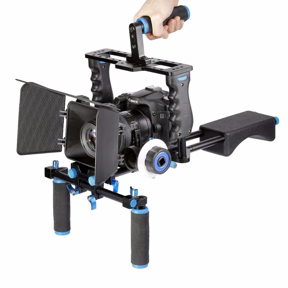 DSLR Rig Video Stabilizer Shoulder Mount Rig+Matte Box+Follow Focus+Dslr Cage for Canon Nikon Sony DSLR Camera Video Camcorder