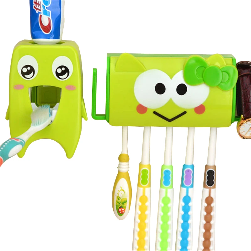 

MeyJig Multifunctional Cartoon Toothbrush Holder Storage Orgainzer Box Bathroom Accessories Suction Hooks Toothpaste Dispenser
