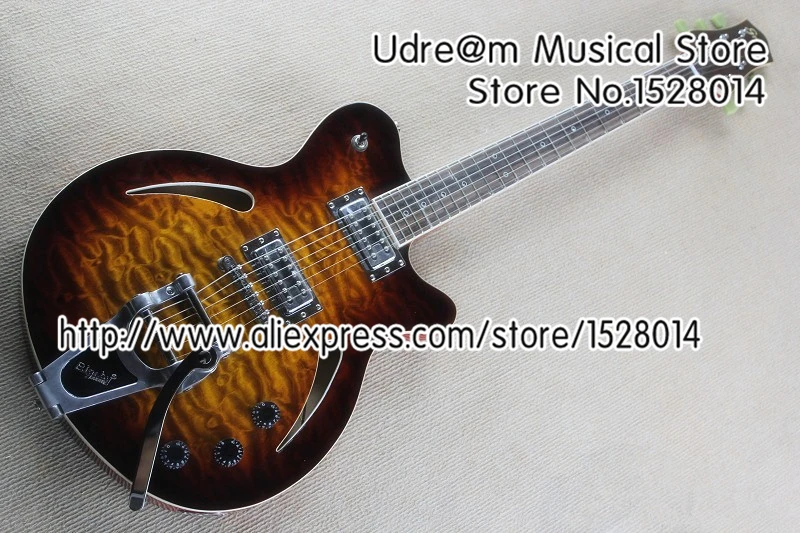 

China Custom Shop Vintage Sunburst Suneye Jazz Guitar Electric Chrome Hardware & Hollow Guitar Body Free Shipping