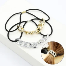 1PC Elastic Hair Band Head Knot Rope Ponytail Holder Hair Tie Ropes Metal Chain Hair Styling Tools Accessories Hair Braiders