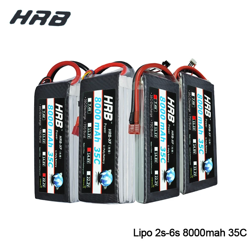 

HRB RC LiPo 2S 3S 4S 5S 6S Battery 8000mah 7.4V 11.1V 14.8V 18.5V 22.2V 35C MAX 70C For RC Helicopter Airplane Car Boat Quad