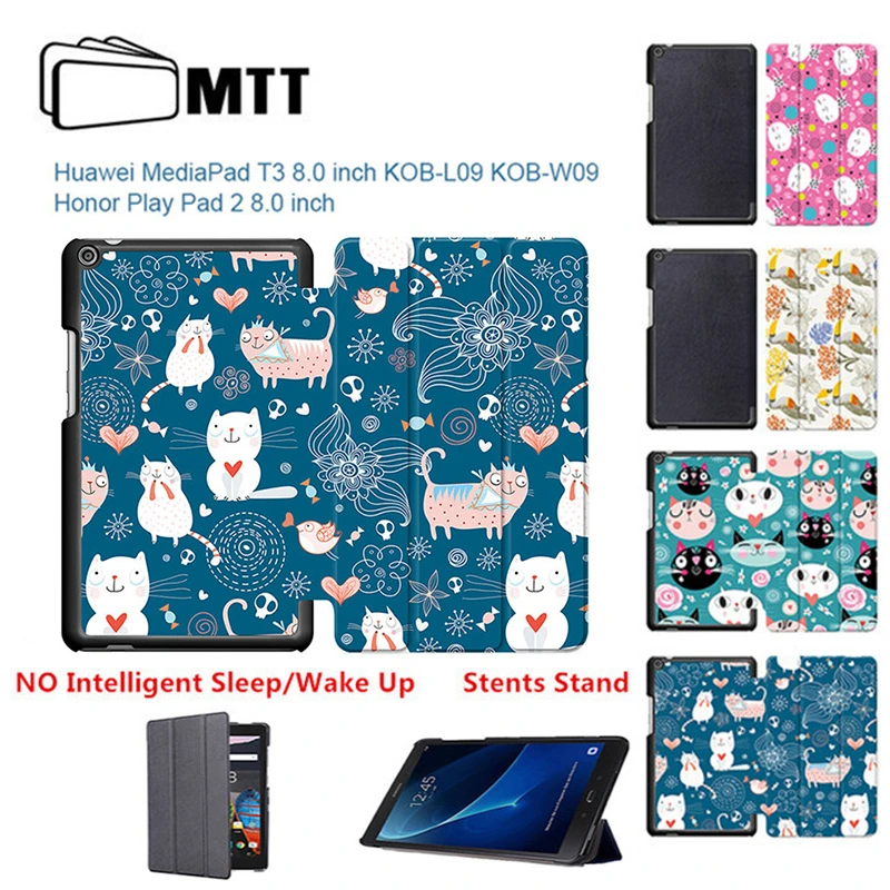 

Cartoon Cats Leather Case For Huawei Media Pad T3 8.0 Slim Folding Cover Stand Case Tablet PC Protective for huawei T3 8 inch