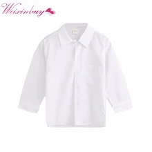 Белая рубашка с длинными рукавами для детей и маленьких мальчиков официальные рубашки и топы на кнопках
