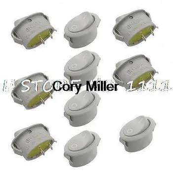 

22x13mm AC 3A/6A 250V 2 Terminal SPST On-Off Oval Rocker Switch Gray