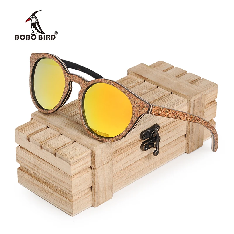 

BOBO BIRD Women Sunglasses Polarized Colorful Wooden Frame Fashionable Vintage Glasses For Gift oculos de sol feminino AG019