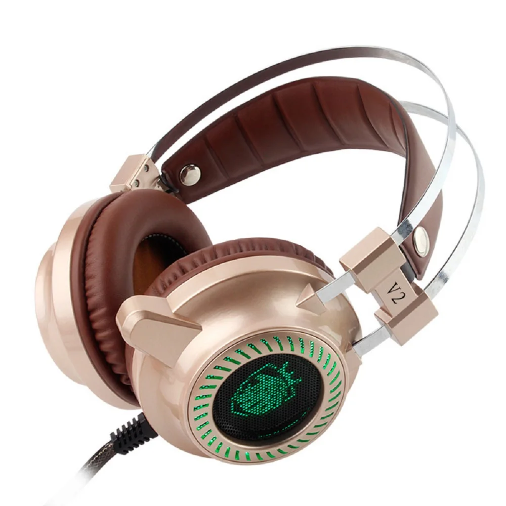 V2 стальная серия игровая гарнитура стерео наушники HiFi светящиеся с микрофоном