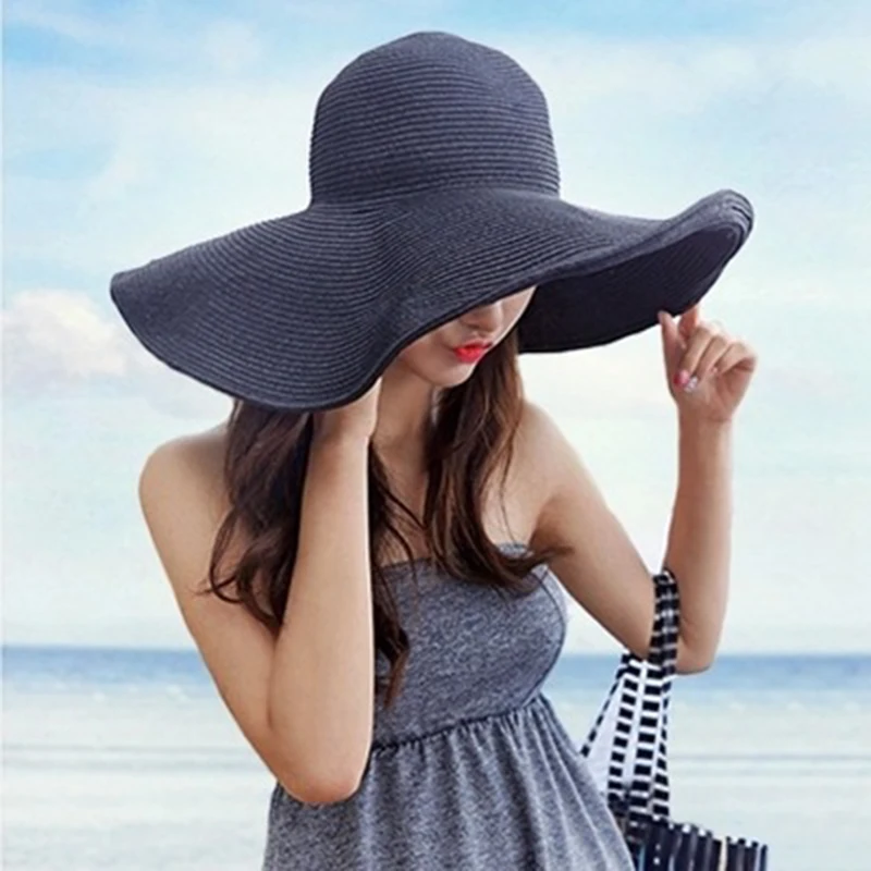

Handmade Weave letter Sun Hats For Women foldable sun block UV protection Large Brim Straw Hat Outdoor Beach Summer Caps glris