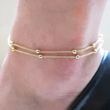Summer Gold anklet chain delicate Copper bead copper chain JK026