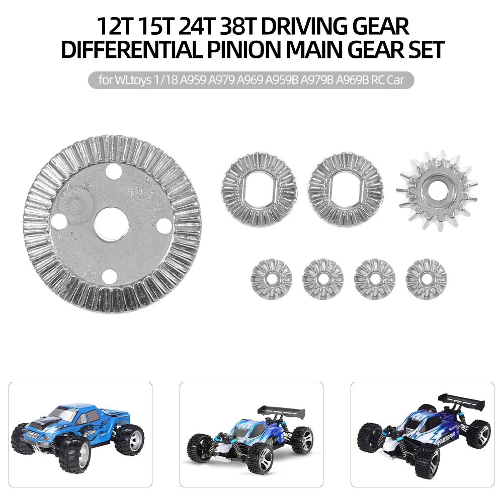 

Metal 42T 38T 27T 17T Differential Gear Crown Gear Reduction Gear for WLtoys 1/18 A959 A979 A969 RC Car