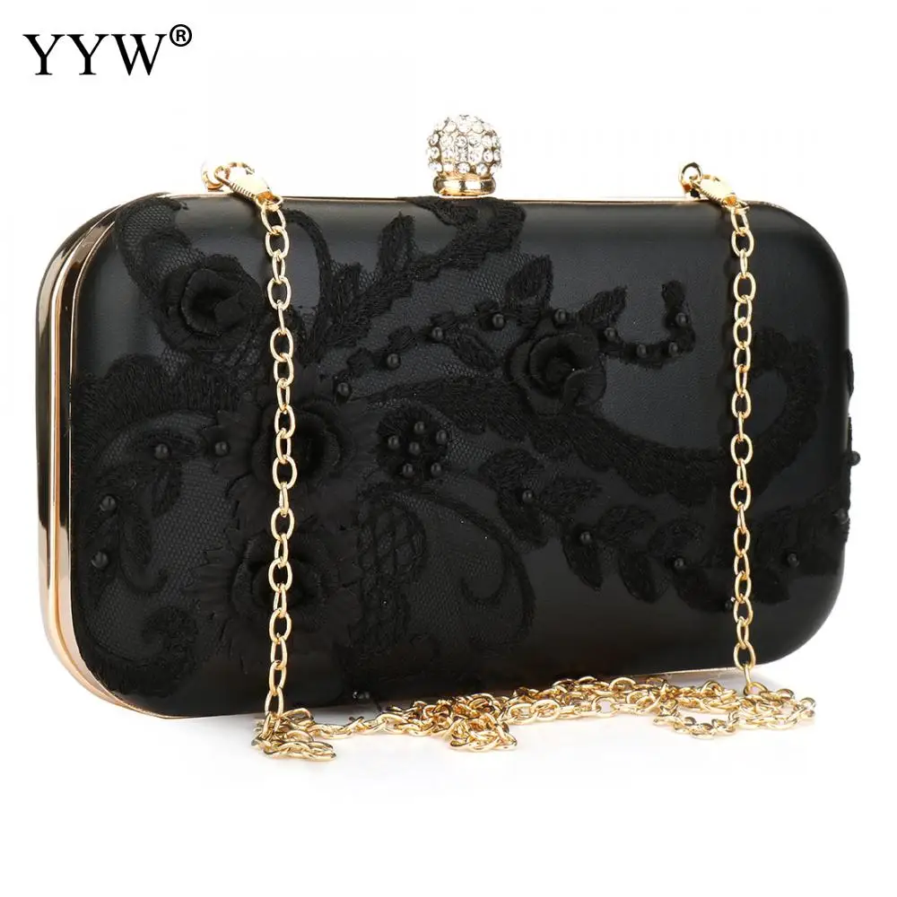 YYW 2018 Black Women Clutch Bags Lady Floral Day Clutches Female Wedding Clutch Purses Embroidered Flower Party Vintage Bag
