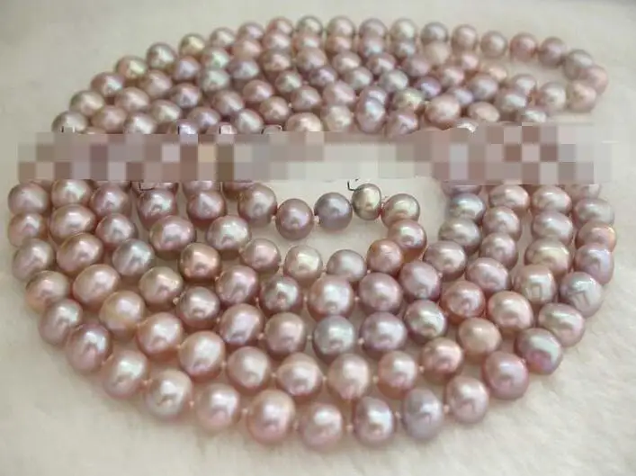 

Hot selling free shipping*****64" Longest Genuine Natural 10mm Purple Round Pearl Necklace #f1519!