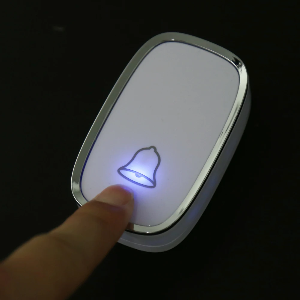 

EU Plug Waterproof Wireless Doorbell 1 Push Button Transmitter and 2 Receiver Home Led Light Digital Electronic Door Bell