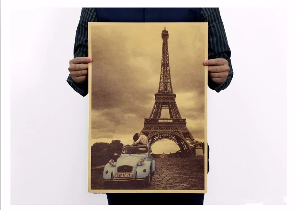 Hot Sale Paris Eiffel Tower Vintage Poster Retro Nostalgia Kraft Paper Old Decorative Wall Sticker 42X30CM | Дом и сад