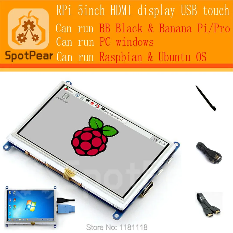 

Raspberry Pi 5inch USB touchscreen 800 480 display LCD For Pi4/Pi3/Pi2/B+ Raspbian 5 inch LCD