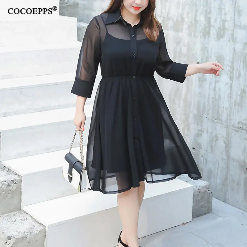 

2019 Elegant Plus Size Women Suit Dress New Black Big Size Summer Clothing Chiffon 2pcs Dress Evening Large Size 4XL Vestidos