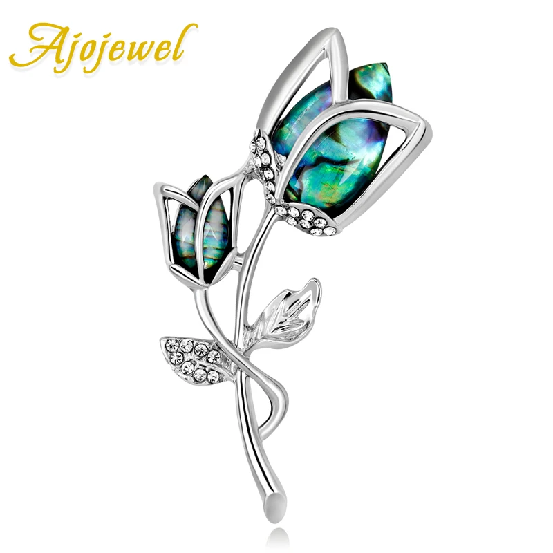 

Ajojewel Natural Shell Blue Rose Brooch Romantic Valentines Jewelry 2019 Romantic Birthday Gifts For Wife