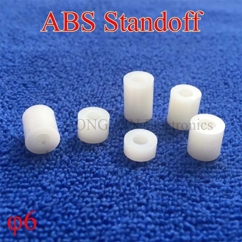 

M6 White Round Hollow Standoff ABS Rround spacer standoff Non-Threaded Spacer Washer PCB Board Screw Spacers