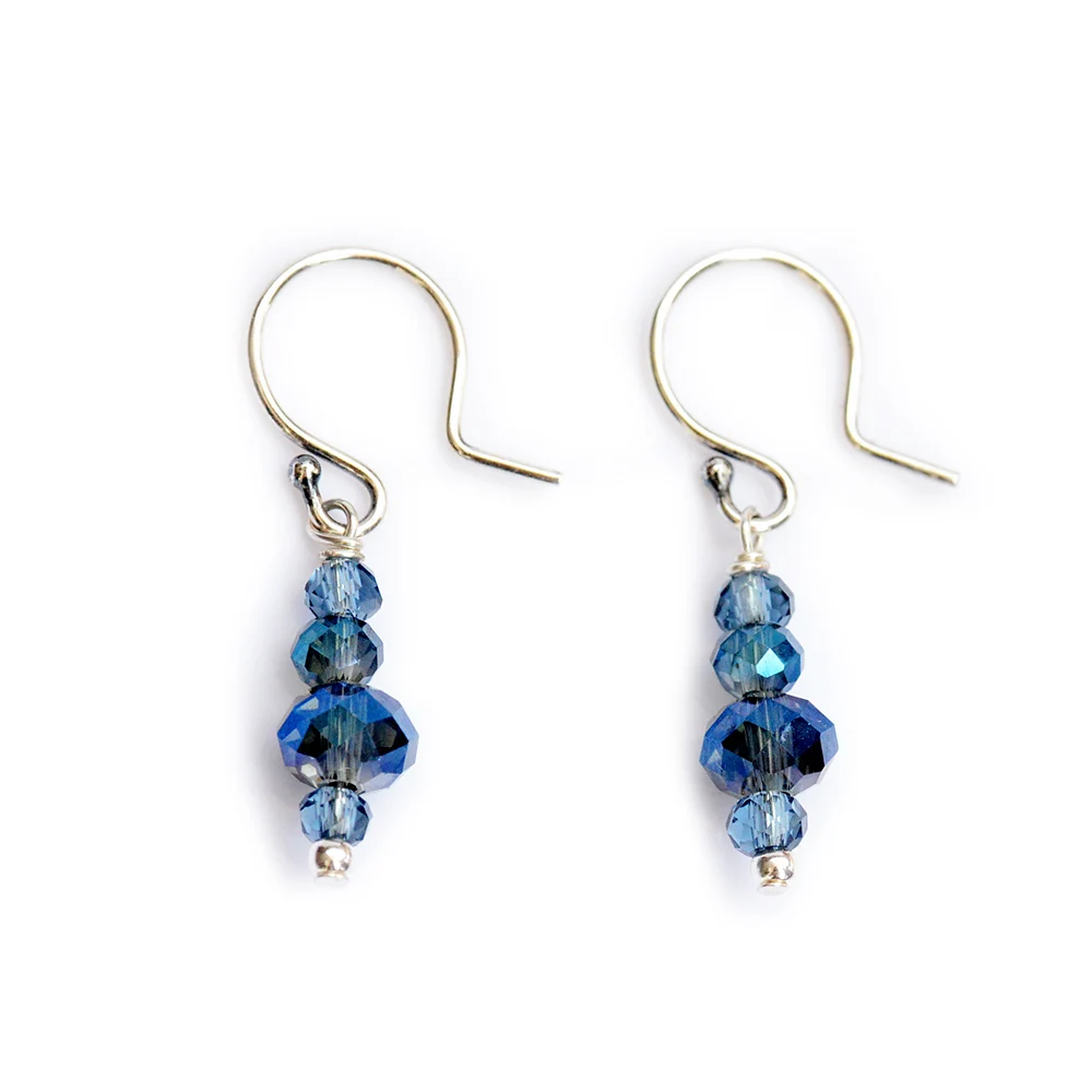 

Lotus Mann Cowboy blue crystal silver ear hook earrings, new new autumn and winter