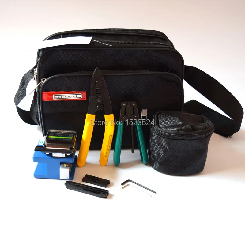 

5 in 1 FTTH Tool Kits with Fiber Cleaver,Fixed Length Stripper,Drop Cable Stripper,CFS-2 Fiber Optic Stripper and Carrying Bag