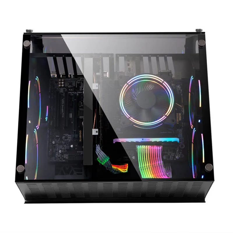 DIY стальной корпус для компьютера matx прозрачное стекло настольный коробка микро