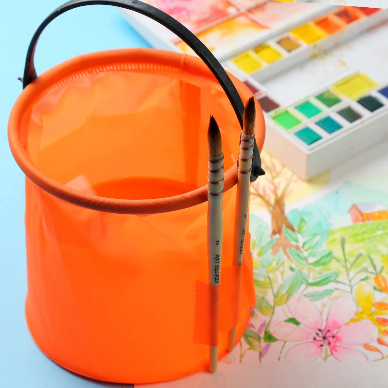 

BGLN 1Piece Brush Washing Bucket High Quality Plastic Buckets Trumpet Shrink Wash Pen Barrel Art Supplies Random Color