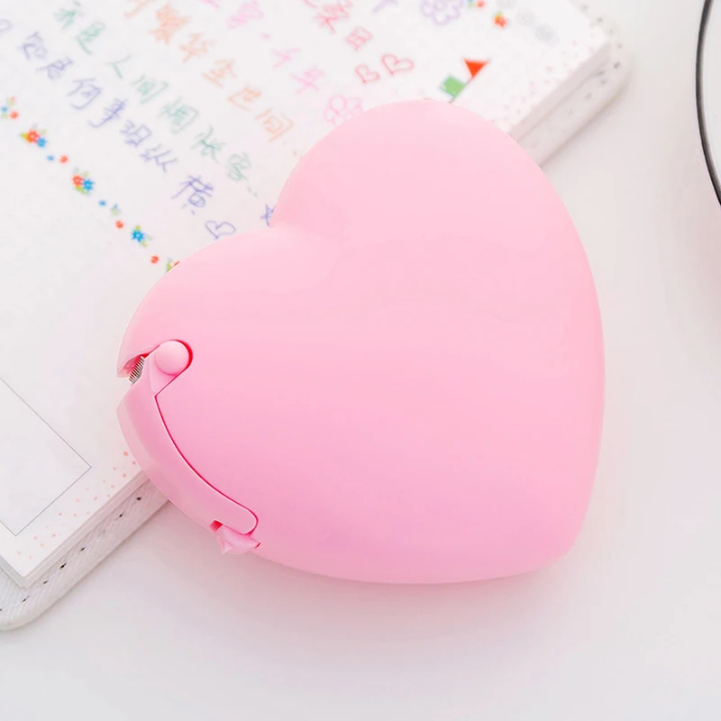1 шт. конфетный цвет сердце форма пончика пластиковый диспенсер для клейкой ленты офисные школьные настольные ленты держатель с лентой резак - Цвет: heart pink