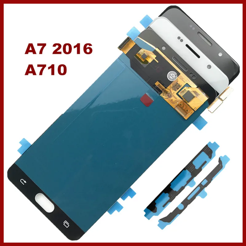 

Super Amoled Display for Samsung Galaxy A7 2016 A710 Lcd Touch Screen Digitizer Assembly A7100 A710F A710M 5.5 inch Replacement