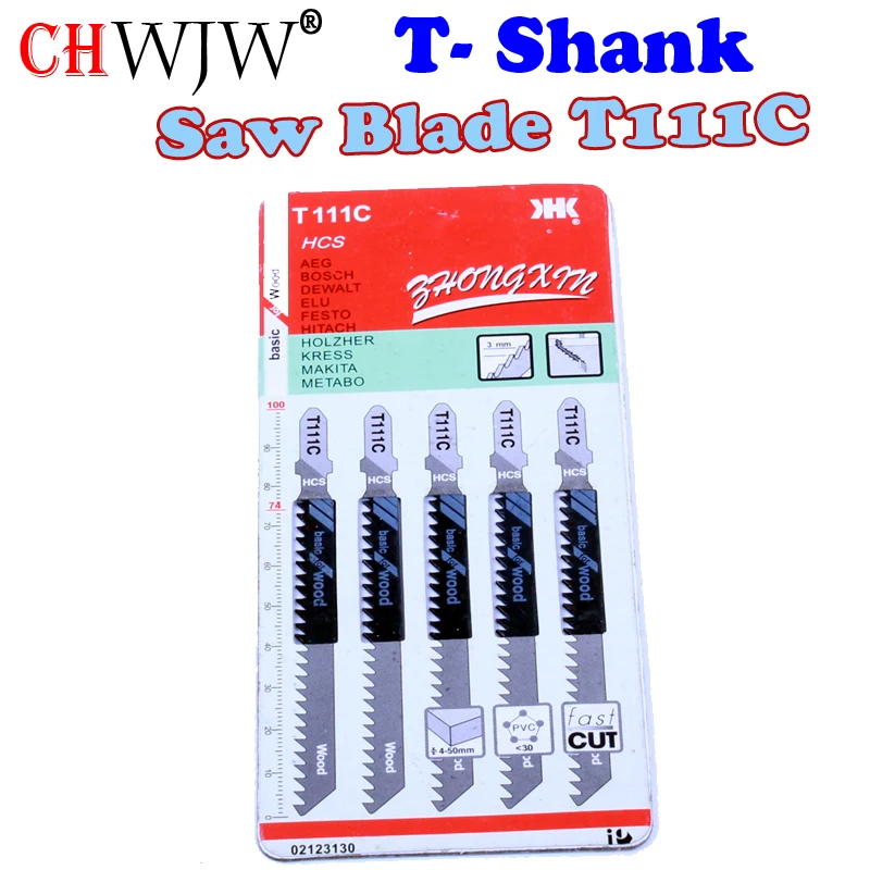 

1 packs High Quality T111C Hcs Ground Teeth Straight Cutting T-Shank Jig Saw Blade for Wood