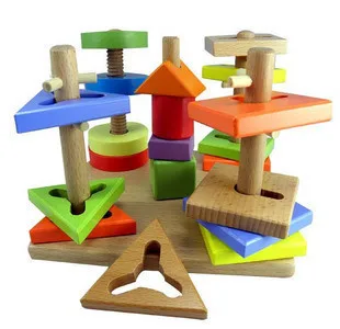 Лидер продаж 2016 года ребенок деревянные головоломки Детская игрушка плиты разноцветные Форма установить колонки детский сад Игрушечные
