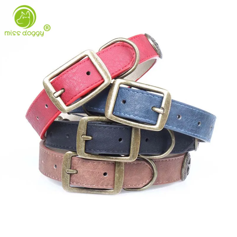 1 PCS Shield Pattern Cool Funny Pet Dog Collars Leather Durable Necklace 4 Colors for Small Dogs Accessories 913 | Дом и сад