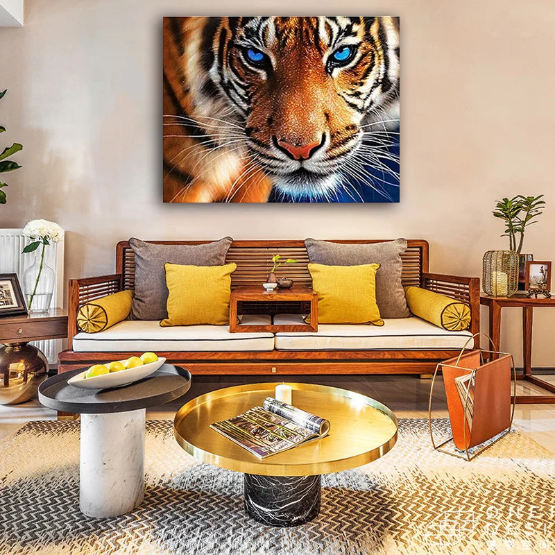 

DIY colorings pictures by numbers with tiger picture drawing Relief painting by numbers framed Home