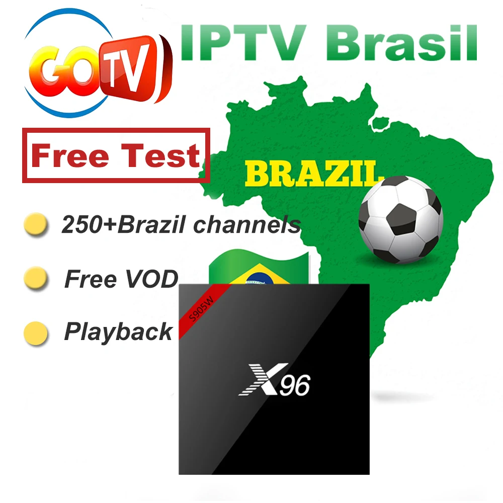 

X96 Gotv Brasil iptv tv box Portuguese Brazil iptv subscription Amlogic S905W Android 7.1 Smart TV BOX with 250+Live TV Free VOD