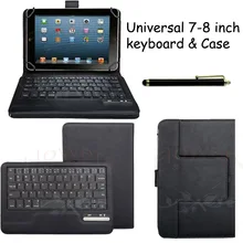 New Universal Detachable Wireless Bluetooth Keyboard Leather Case Cover Universal 7”-8” Tablet PC Leather Case