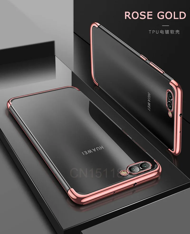 Soft Silicone For huawei p smart Case Slim plating transparent Protective Back cases For Huawei (12)