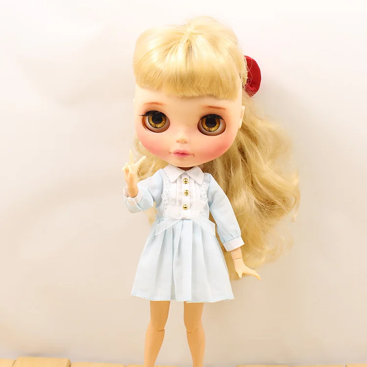 Blyth Doll icy licca платье одежда голубое розовое платье с длинными рукавами осеннее платье