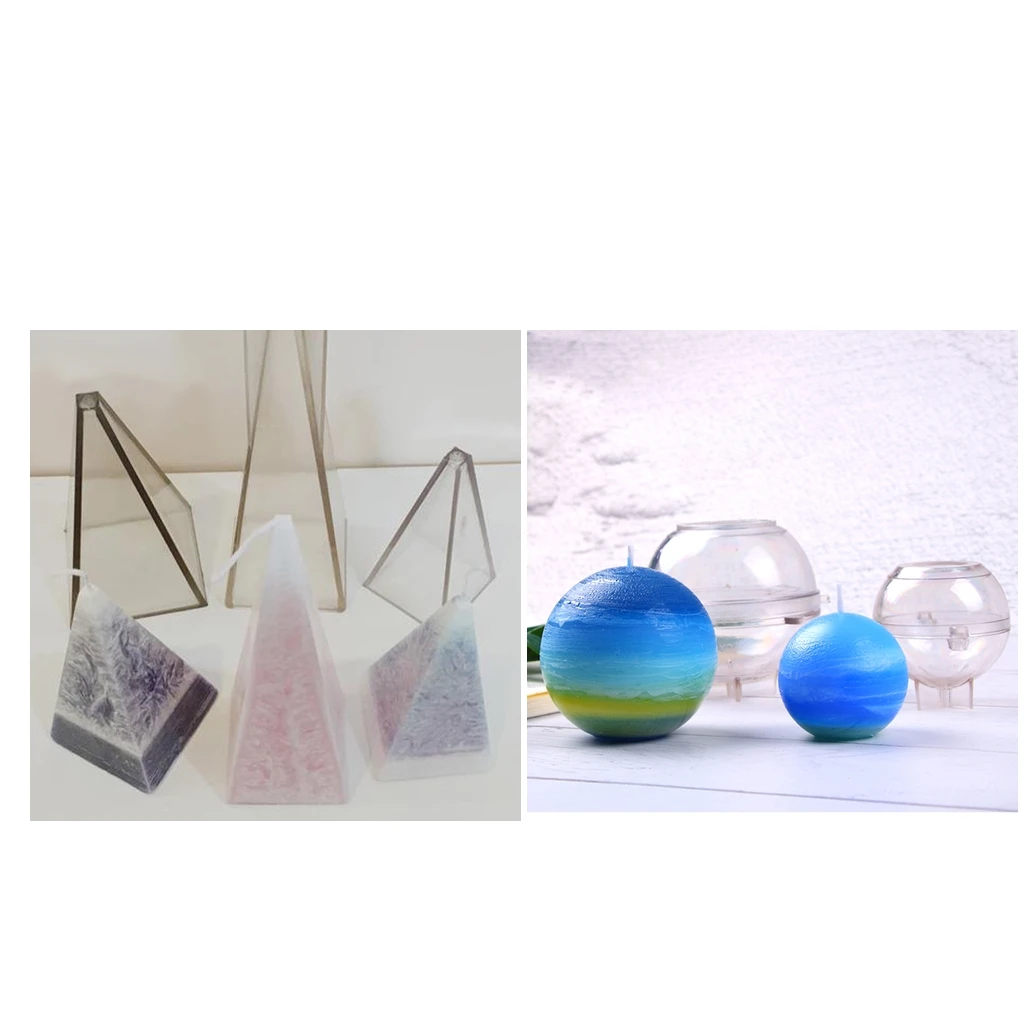 Pyramid Ball Shaped Plastic Candle Molds Soap Mould Candles Making Crafts
