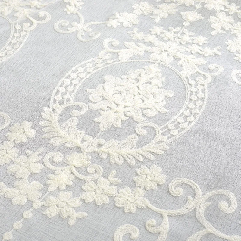 

Three-dimensional embroidery flowers curtain fabric kitchen voile curtain the width of fabric larghezza is 2.7m