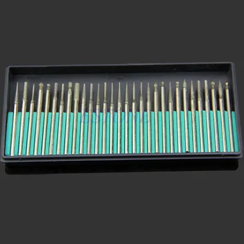 

OOTDTY 30PCS Diamond Burr Drill Bits Kit For Carving Engraving Card Grinding Tool Set