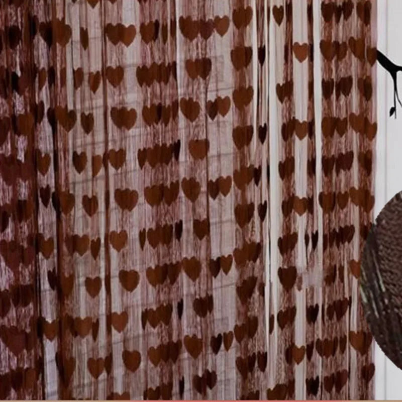 Love heart Line String Curtain Window Shades Door Divider Sheer Separate Curtain Romantic Wedding Decor Curtain Home Decoration6