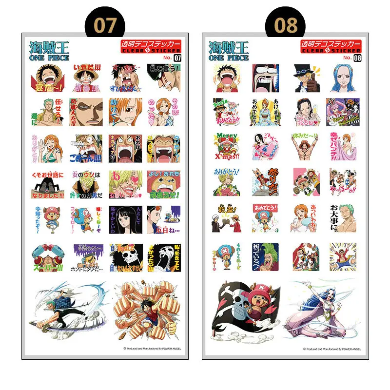 set of stickers Anime One Piece Plastic Stickers Laptop Mobile Phone Book Transparent Sticker Toy for children