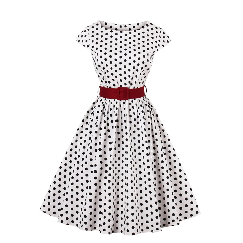 Polka Dot Print Vintage Dress Women Retro 50s Rockabilly Dress Robe Femme Pin Up Tunic Summer 