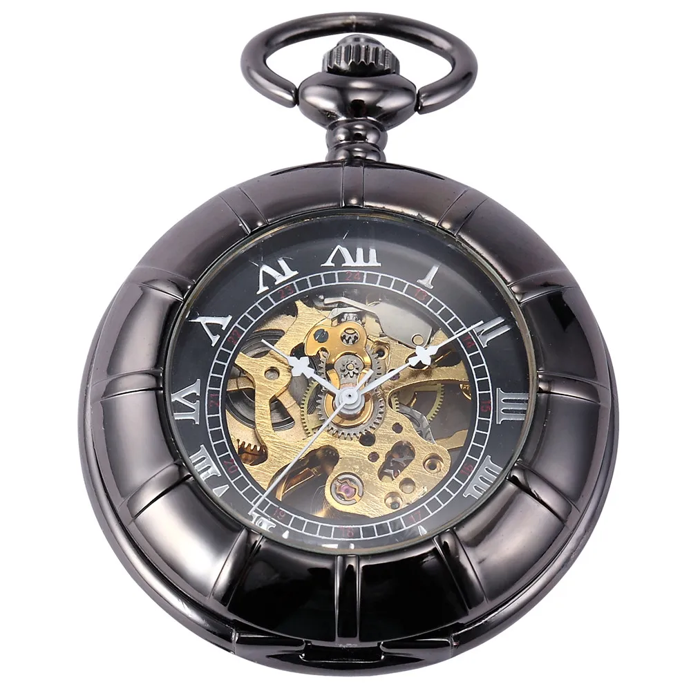 Steampunk Vintage Gunmetal Transparent Skeleton Mechanical Men's Black