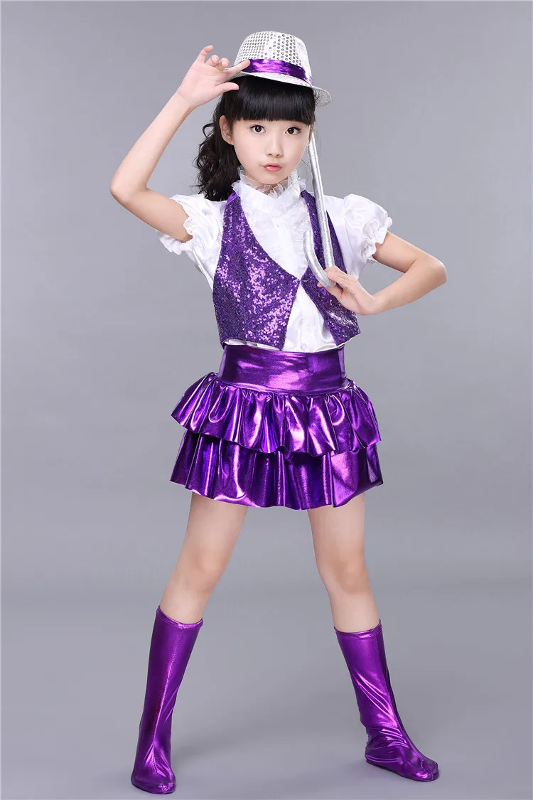 Kids Boys Girl Sequins Dance Outfits Modern Jazz Hip Hop