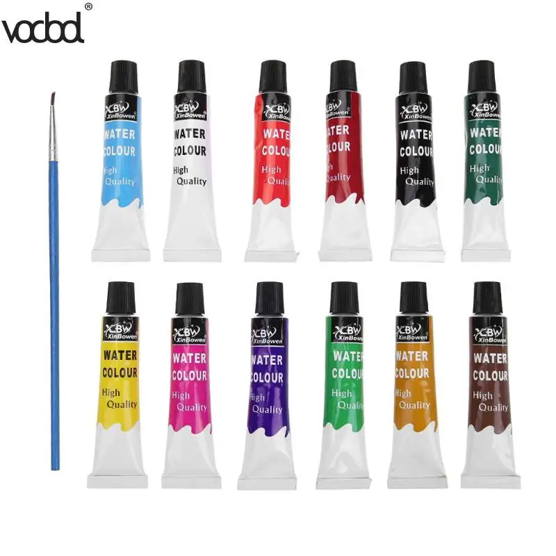 

VODOOL 12 Colors Watercolor Paints Professional Acrylic Paint Set Hand Painted Textile Art Supplies for Kids DIY Drawing