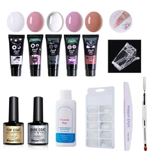 12 шт./компл. Нейл-арт набор поли гель пальца расширение прозрачный розовый желе Polygel Быстрый Строительный набор для ногтевого дизайна дома салонные украшения для ногтей