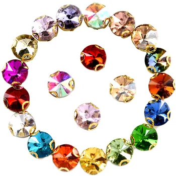 

4 Sizes 27 Colors Round Rivoli Sew On Rhinestones With D Claw Flatback Golden Claw Sewing Glass Stones for DIY Clothes B1196
