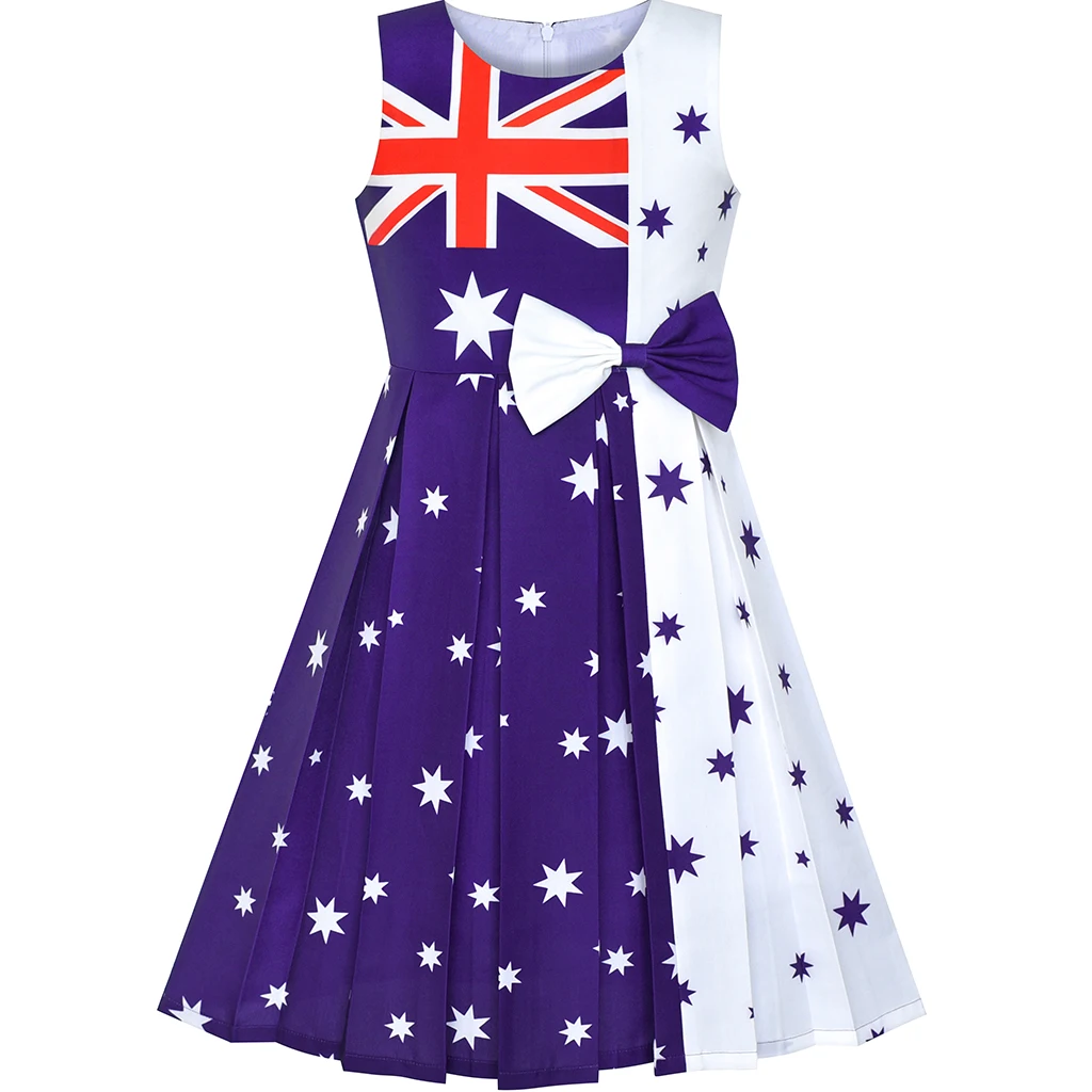 Girls Dress Australia National Flag Day Color Contrast 2020 Summer Princess Wedding Party Dresses Children Clothes | Детская одежда и